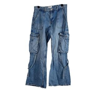 Zara Jeans High Rise Wide Leg Cargo